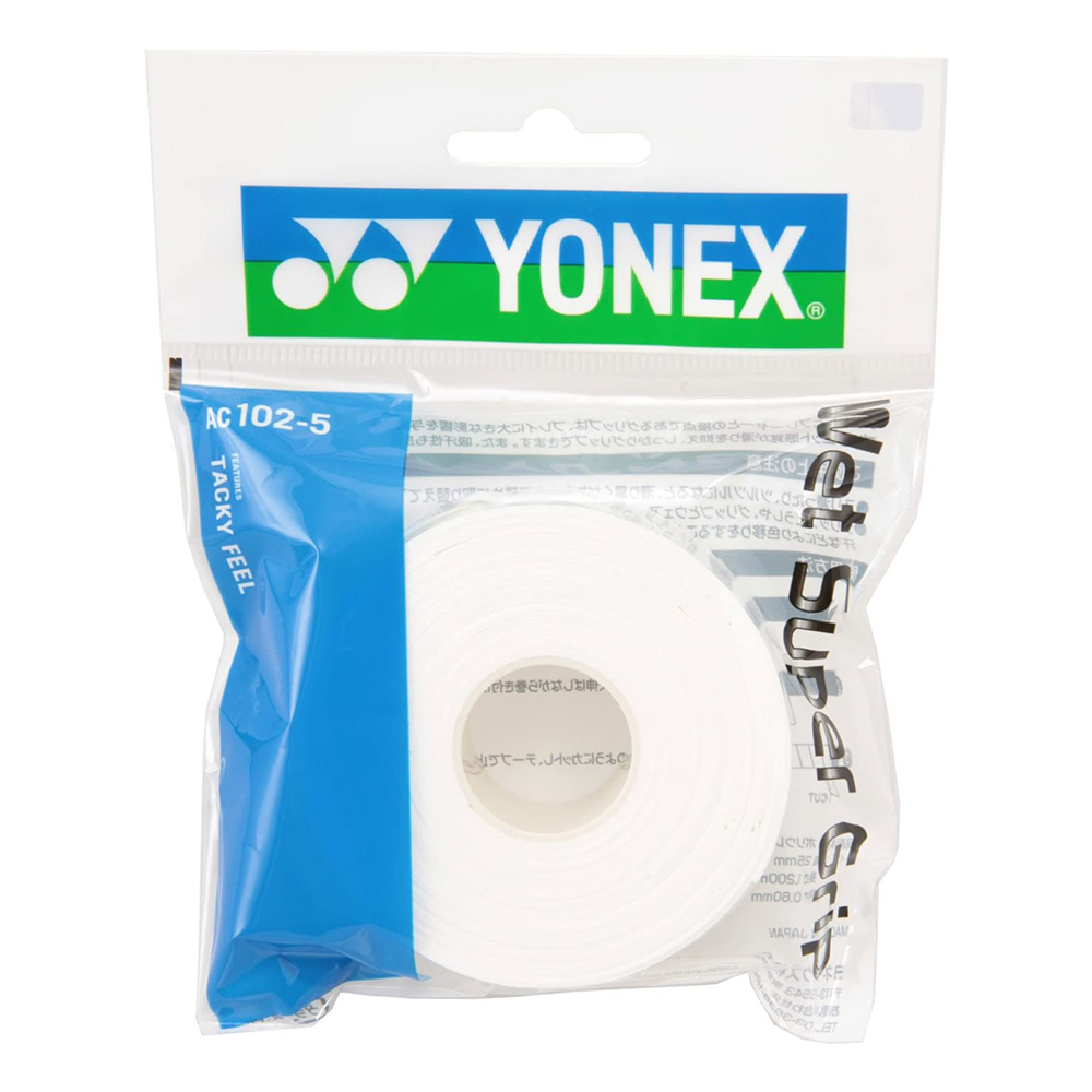 [해외] 요넥스 YONEX 골프, 라켓 그립 테이프 WET 슈퍼 그립 리필용 (5개) AC1025 화이트