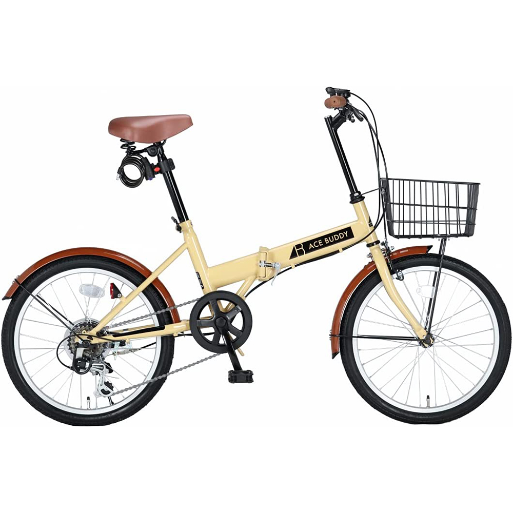 [해외] ACE BUDDY 206-5 접이식 자전거 바구니 열쇠 등 6단 변속 20인치 옐로우