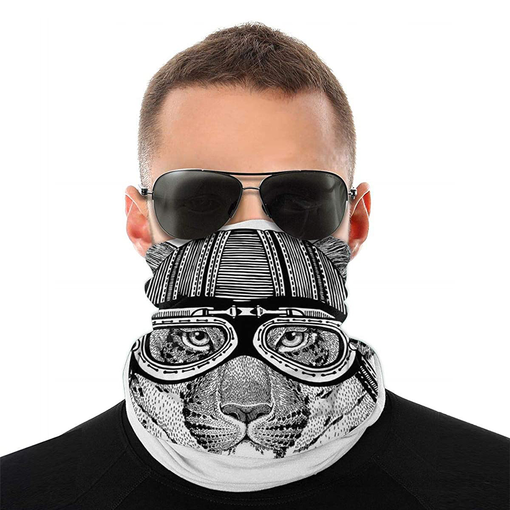 [해외] 다기능 반다나 얼굴 커버 , Hipster 야생 고양이 빈티지 스타일 패턴, 스카프 모자, UV 보호