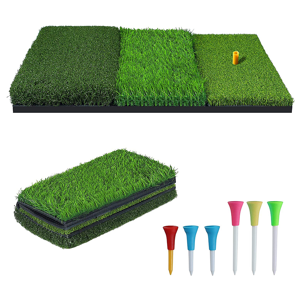 [해외] NEWCARE 골프 히팅 매트 3인 1 접이식 잔디 매트 연습용, 뒤뜰 치핑 매트 휴대용 골프 트레이닝