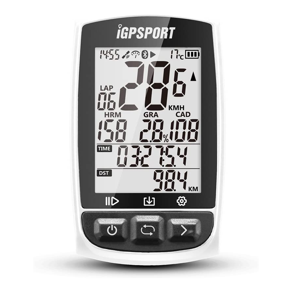 [해외] 자전거 GPS WITH ANT + 함수 IGPSPORT IGS50E 심장 박동 속도 모니터 지원 CADENCE 센서 연결 (화이트)