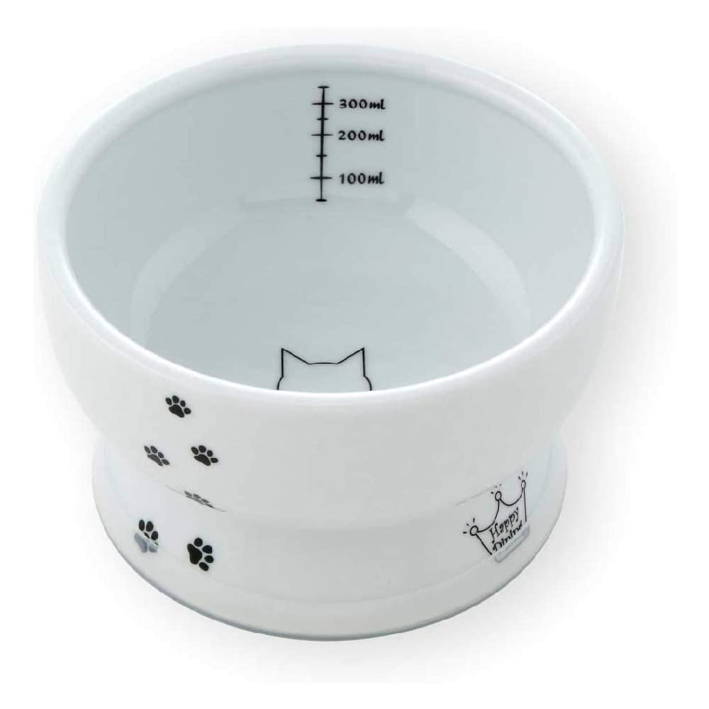 [해외] necoichi 해피 다이닝 강아지 고양이 워터 식기 그릇 고양이 무늬