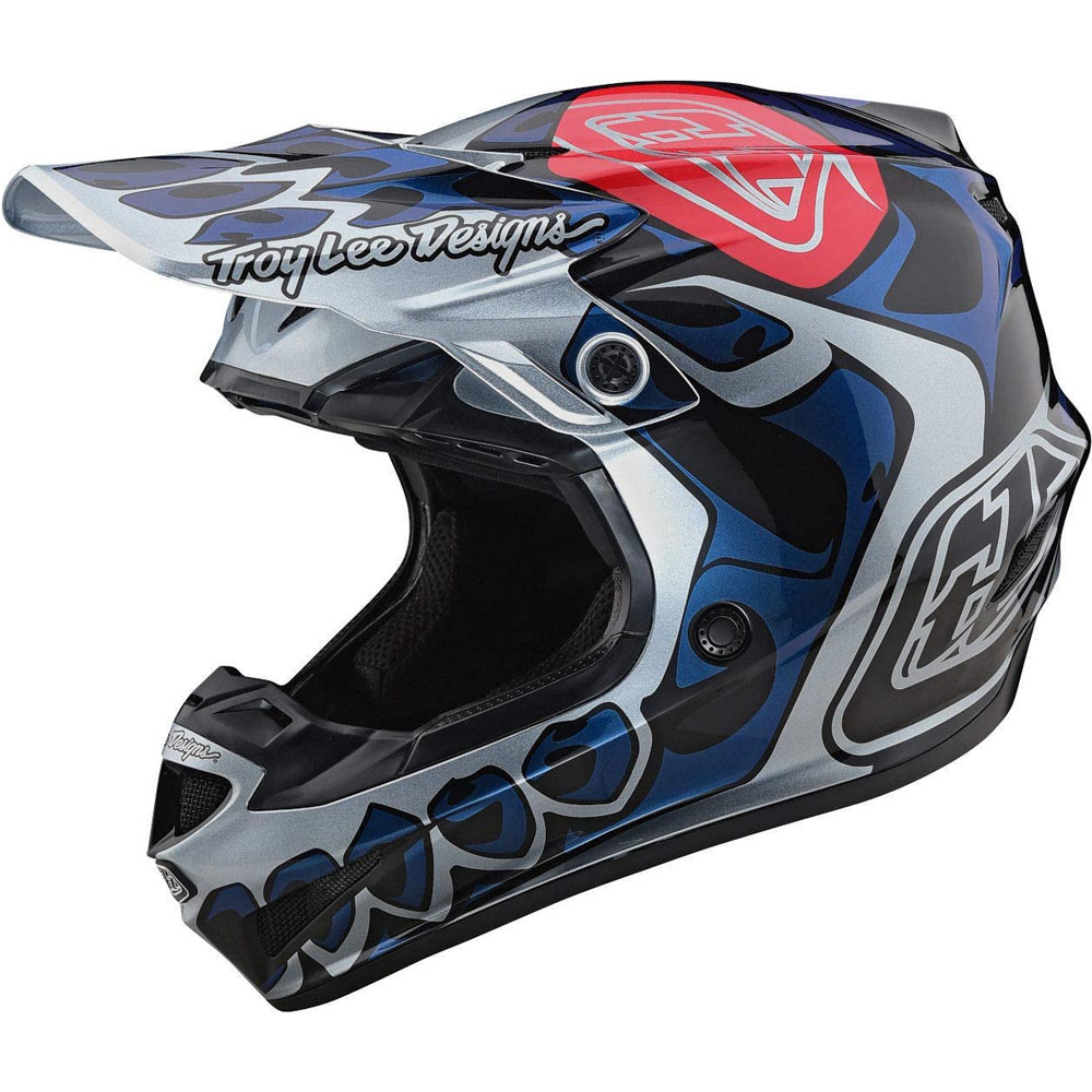 [해외] Troy Lee Designs 2020 SE4 Polyacrylite 헬멧 MIPS 포함 - Skully 실버 109011012