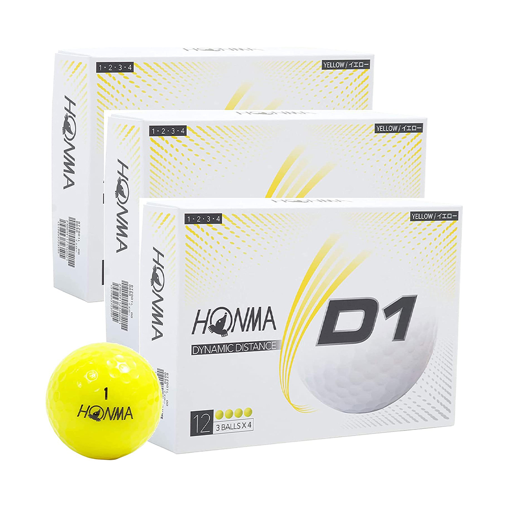 [해외] HONMA 혼마 골프공 D1 2020 모델 옐로우 12구들이 다스 3상자 세트(36구)