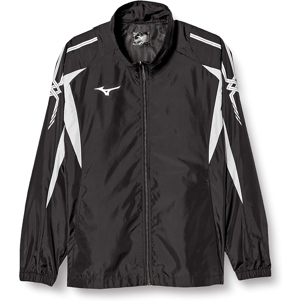 [해외] 미즈노 트레이닝웨어 윈드 브레이커 셔츠 재킷 발수 흡한 속건 드라이 32JE8015 블랙/화이트 XS